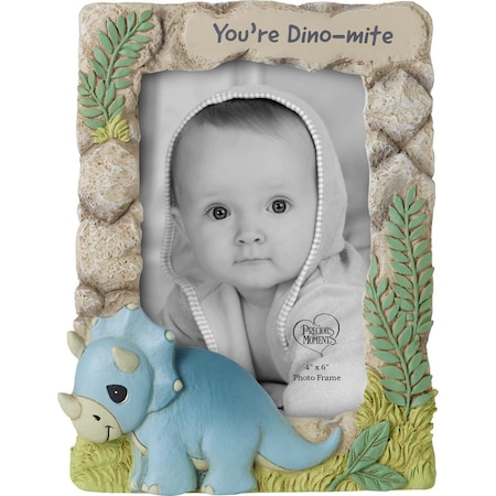 Precious Moments 8.5 in. Resin & Glass Triceratops Dinosaur Photo Frame Multi Color 223406